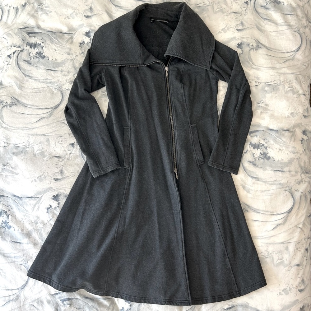 Dark Gray Women's Zip-Front A-Line Coat